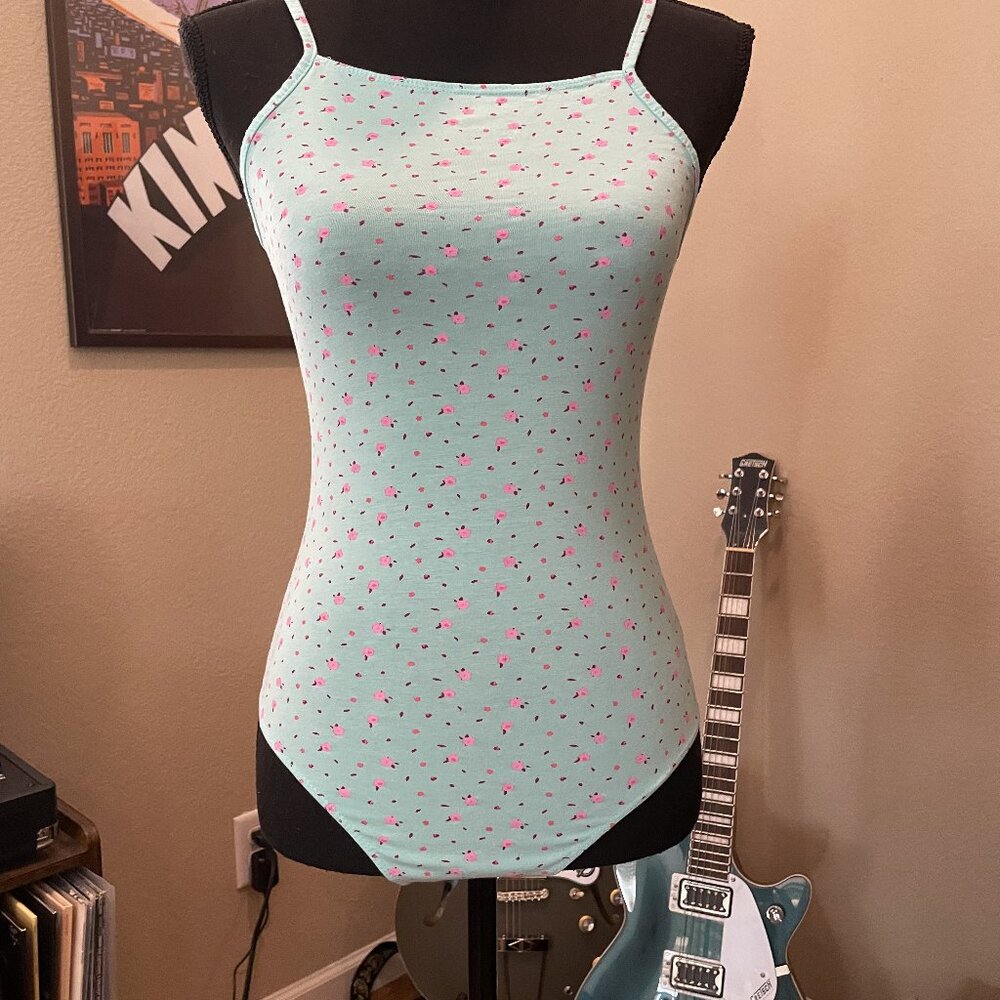 Wild Fable Women's Mint Green & Pink Floral Bodysuit